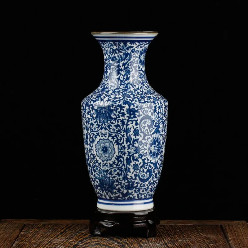 Chinese Jingdezhen Ceramics Blue White Porcelain Flower Vase Ornaments Home Livingroom Decoration Study Room Furnishing Crafts 1