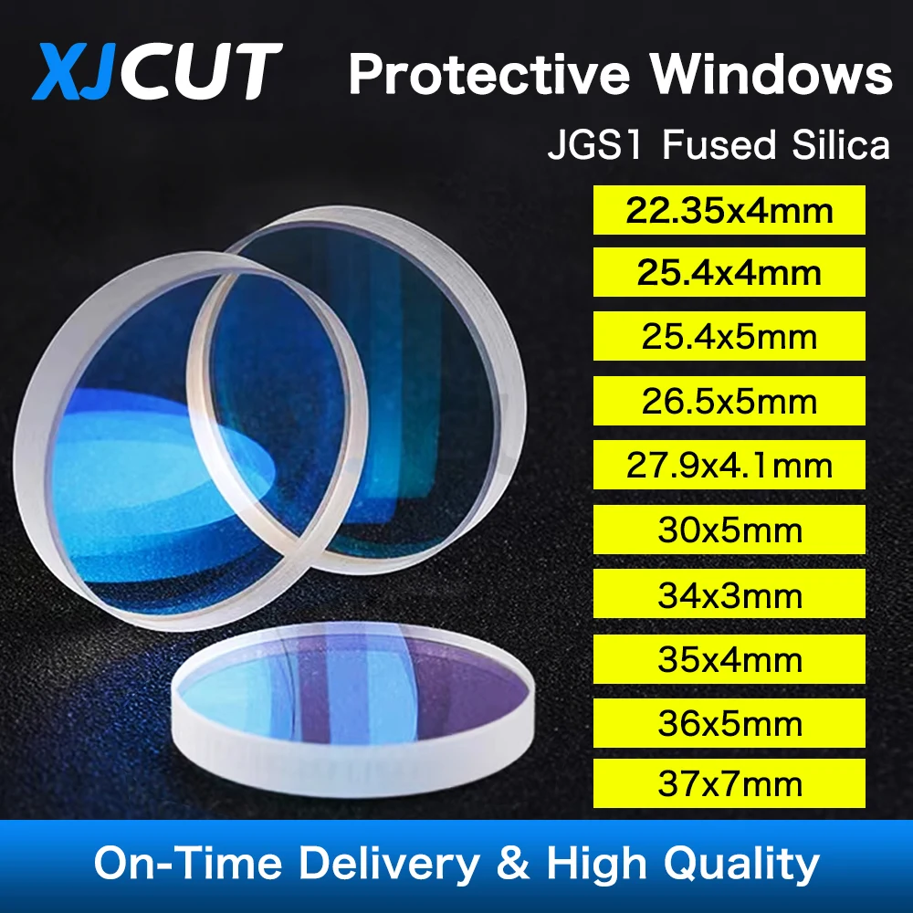 

XJCUT Laser Protective Windows/Lens 1064nm JGS1 Fused Silica 22.35*4 30*5 27.9*4.1 36*5 37*7mm For 0-6kw Fiber Laser Machines