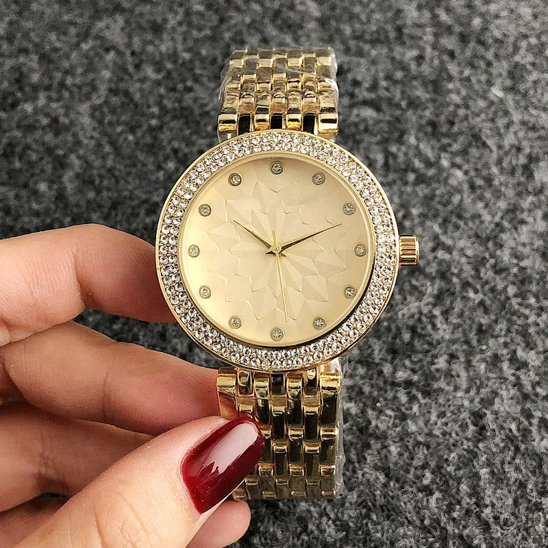 Brand Wrist Watches Women Girl Ladies Crystal Style Quartz Casual Steel Metal Band Clock m101