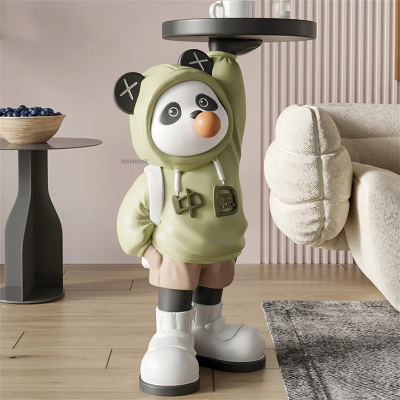 

Home Decor Statue Creative Panda Tray Sculpture Large Floor Ornament Animal Figurine for Living Room Home Decoration Accessories