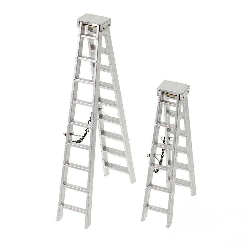 

2PCS 1/10 Scale Accessories Mini Folding Ladder For 1:10 RC Crawler Car Traxxas TRX4 Axial SCX10 Tamiya, 150Mm & 100Mm