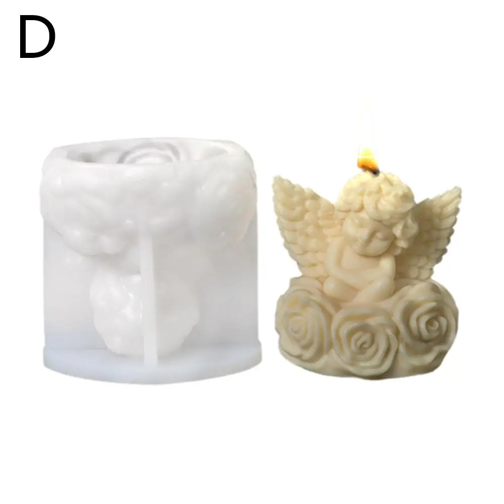 3D форма для свечей с цветком розы и ангела силиконовая изготовления подарков