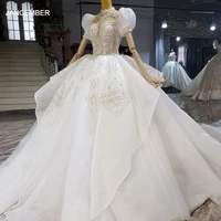 htl2313 high lace wedding dress appliques dresses for women 2022 elegant wedding royal train elegant gowns vestido de casamento