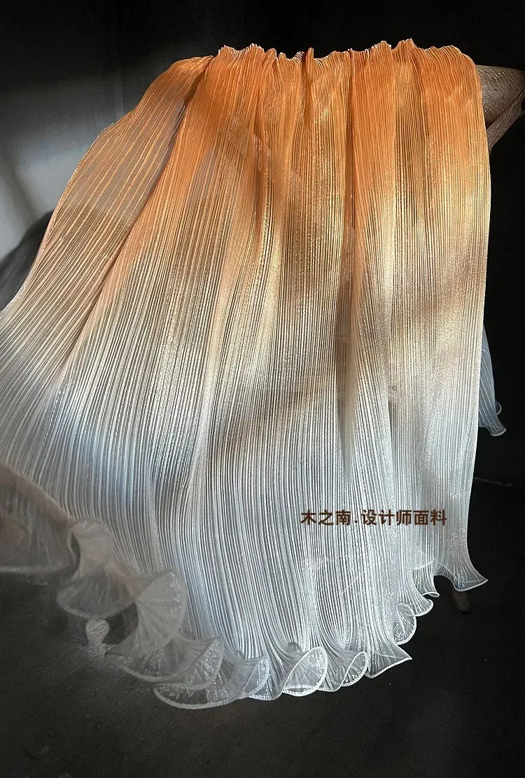 Градиентная золотистая кофейная цветная дробленая большая волнистая ткань из