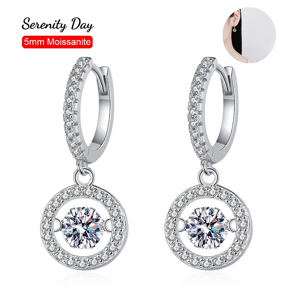 

Serenity Day S925 Sterling Silver Plate Pt950 Stud Ear Jewelry Inalid 1 Carat a Pair D Color Moissanite Smart Earrings Wholesale