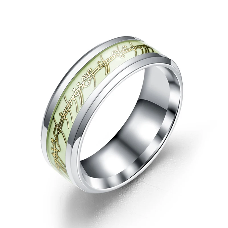 

Модные дизайнерские светящиеся кольца из нержавеющей стали для мужчин и женщин, двухцветное кольцо, светящееся в темноте, ювелирные издели...