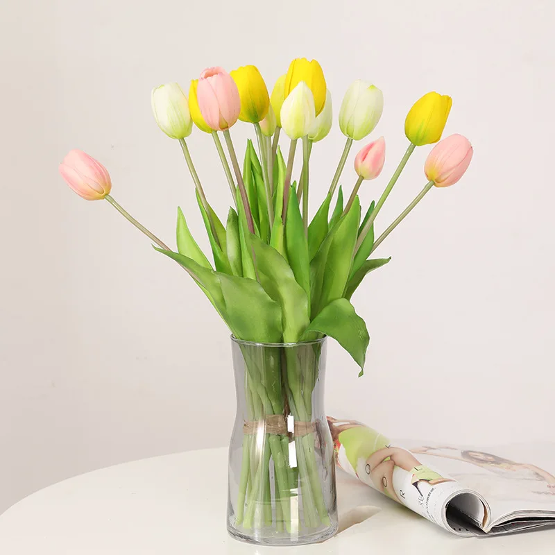 

Wholesale High Quality Artificial Yellow Tulip Flowers PU Real Touch For Home Wedding Party Decoration Table Center Piece Flower