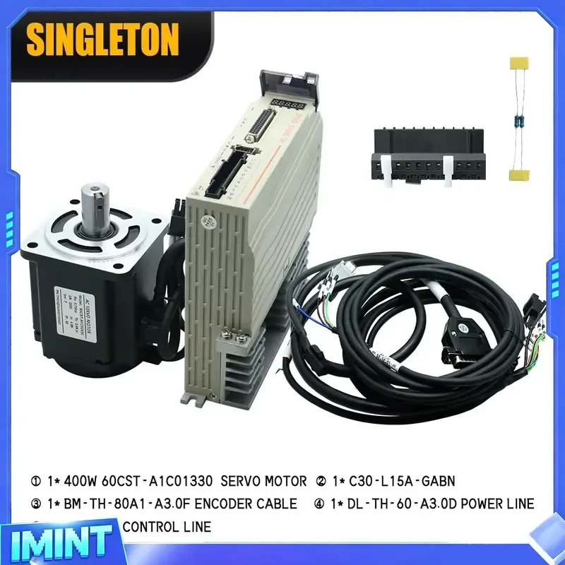 Фото Комплект серводвигателя переменного тока HLTNC 400W 60CST-A1C01330 1.3Нм 3000 об/мин, высокоточный серводрайвер и двигатель с кабелями для ЧПУ-станков №3