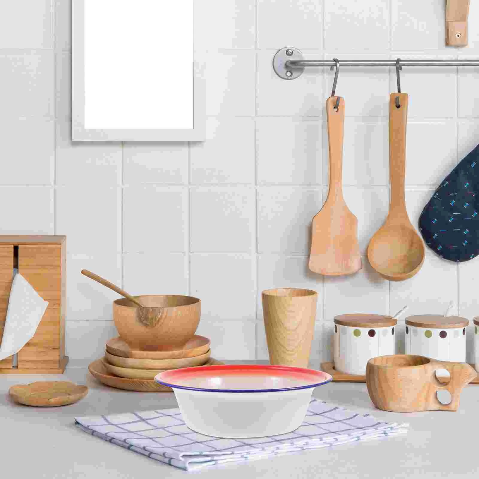 Классическая круглая сервировочная миска эмаль фетучицина макароны ретро лапша