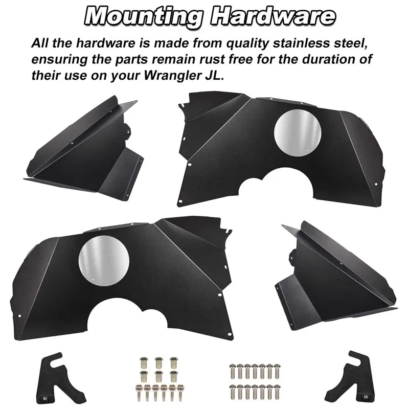 Фото Передние внутренние вкладыши на крылья подходят для Jeep Wrangler JL JLU 2018-2024 Unlimited Sahara Rubicon Freedom Sport 2/4-дверный логотип с флагом США №2