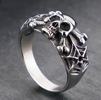 gothic steel skull rings man punk rock skeleton men ring male punk rock party jewelry accessories wholesale