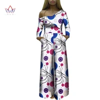 african design bazin long sleeve elegant women rompers jumpsuit wide leg pants long dashiki party clothes plus size wy9545