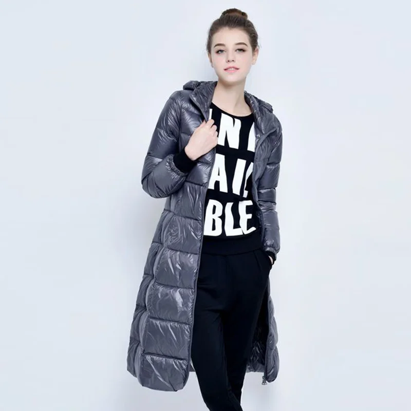 Winter 2022 New Down Jackets Women Thickened Hooded Long Over Knee Korean Version Large Size Slim Warm White Duck Down Coat Tide