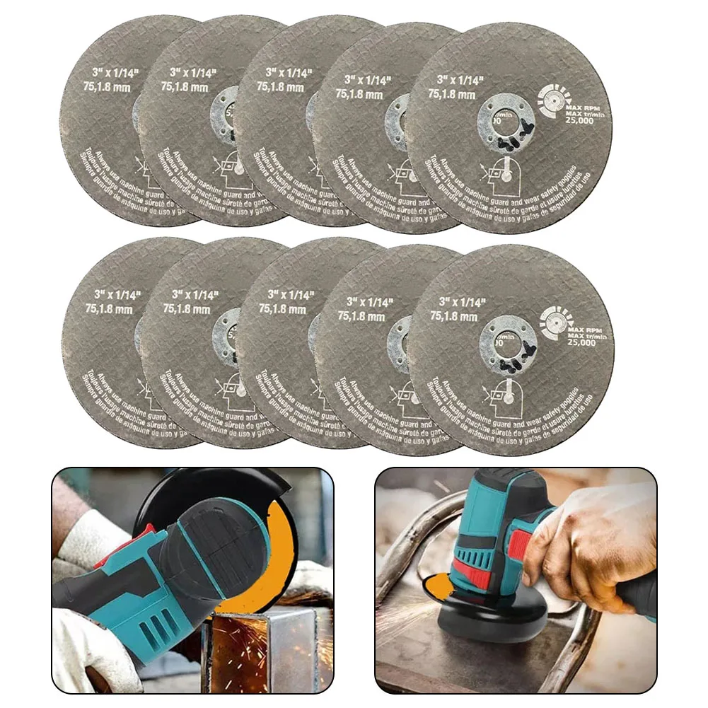

10pc 75mm Metal Cutting Disc Circular Resin Saw Blade Grinding Wheel Cutting Disc For Angle Grinder Resin Double Mesh Abrasives