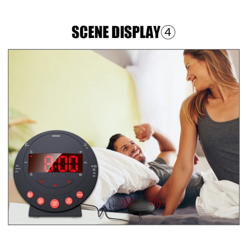 Vibrating Alarm Clock With Bed Shaker For Heavy Sleeper Larg
