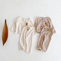 2022 spring and autumn clothing for infants children boy and girl baby bear embroidered cardigan and trousers two piece suit set