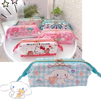 kawaii hello kitty kuromi cartoon storage cosmetic bag student stationery pencil case pu leather cosmetic bag melody storage bag