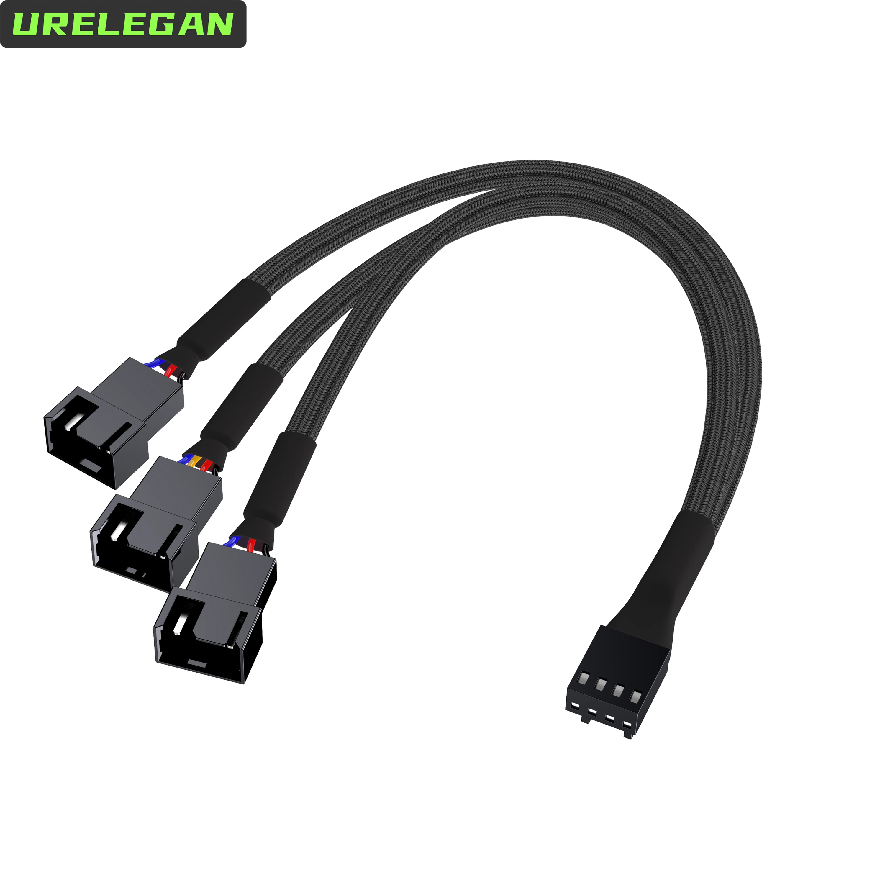 4 Pin Pwm Fan Cable 1 To 3 Ways Computer CPU Fan Splitter Black Sleeved  Extension Power Cable Connector PWM Extension Cables