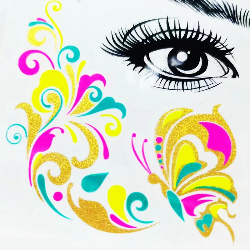 Флуоресцентная татуировка для лица 1 лист Временные татуировки