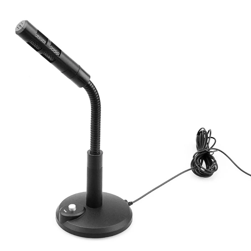 

Desktop Microphone Computer Laptop Adjustable One-button Switch Noise Reduction Micr Black 3 5mm