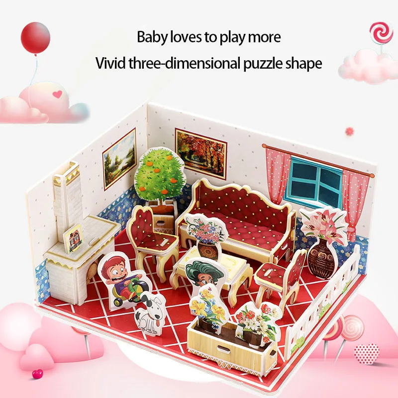 

1PC Paper 3D Three-dimensional Puzzle Children's Manual DIY Puzzle Assembly Model Toy Gift Wholesale Kindergarten Manual
