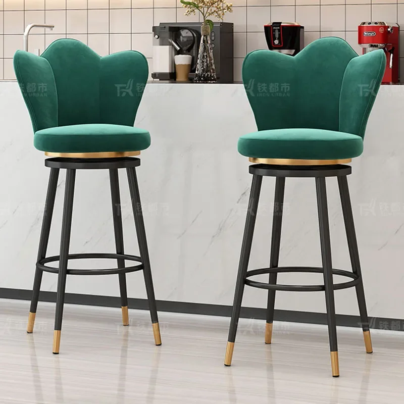 

Luxury Living Room Bar Stools Counter Velvet Free Shipping Modern Bar Stools Make Up Height Sillas Para Comedor Home Furnitures