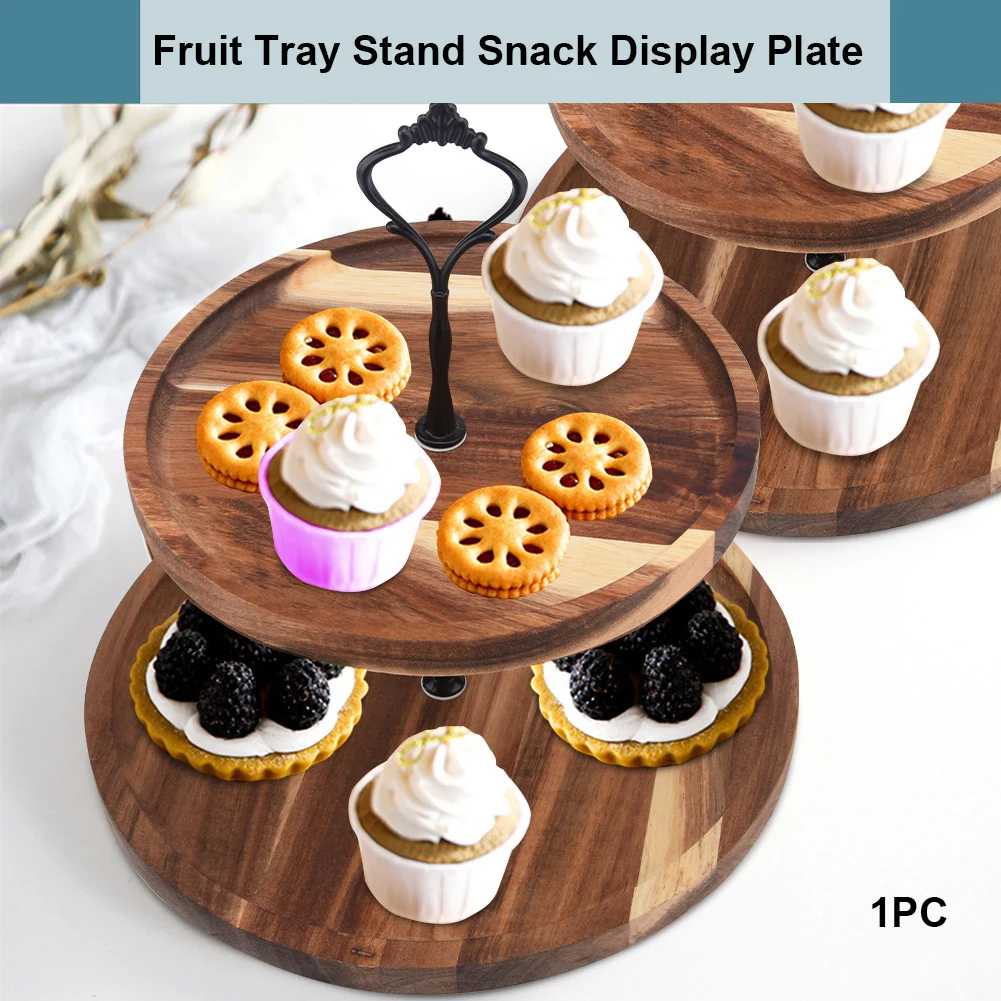 Storage Platter Cupcake Gift 2 Tier Snack Home Wooden Serving Wedding Party Fruit Tray Stand Dessert Tower Display Plate