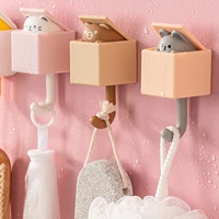 1 pcs creative cat hook cute seamless dormitory bedroom door hangers hooks key umbrella towel cap coat rack wall decoration