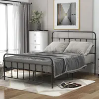 US Stock Full Size Metal Platform Bed with Headboard and Footboard, Iron Bed Frame for Bedroom, No Box Spring Needed, 3 Colors
