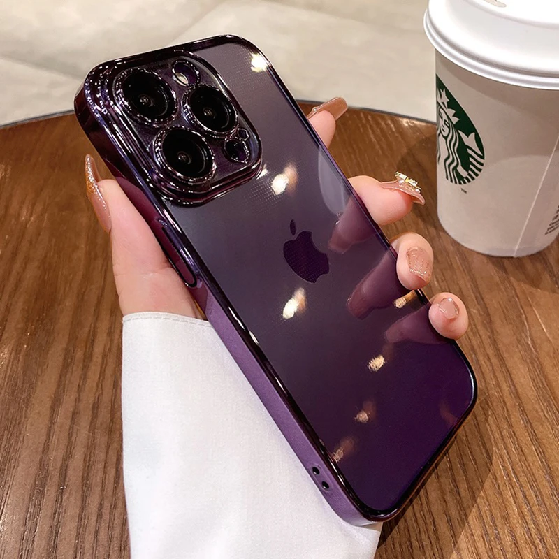 

Luxury Plating Square Phone Case For iPhone 11 13 14 Pro Max 12 Mini XS XR X 8 7 Plus SE 2022 Soft Silicone Transparent Cover