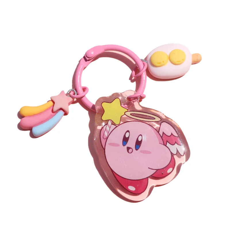 

Kawaii Kirby Acrylic Keychain Angel Run Anime Accessories Cartoon Shaker Clip Doll Key Ring Backpack Pendant Decoration Toy Gift