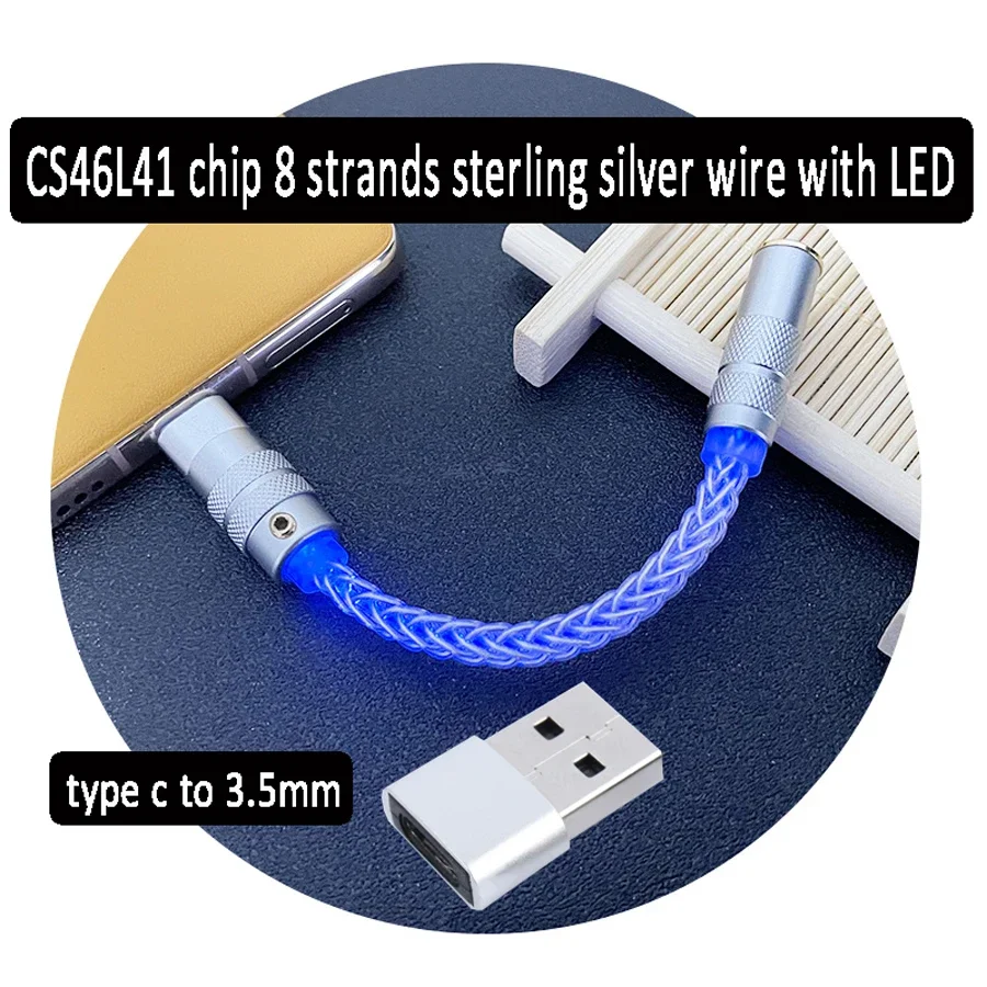 CS46L41 чистый серебряный ЦАП Hi-Fi кабель Type-C до 3,5 мм цифровой усилитель декодирование аудио адаптер для Android Win10 huawei mi Google (art.: 3920ceaeff510) - 3920ceaeff510
