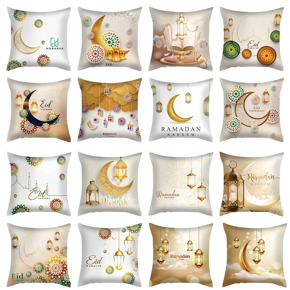 

45*45cm Ramadan Cushion Case Sofa Cushion Cover Car Waist Throw Pillow Case EID Mubarak Festival Pillowcase Ramadan Decor 2022