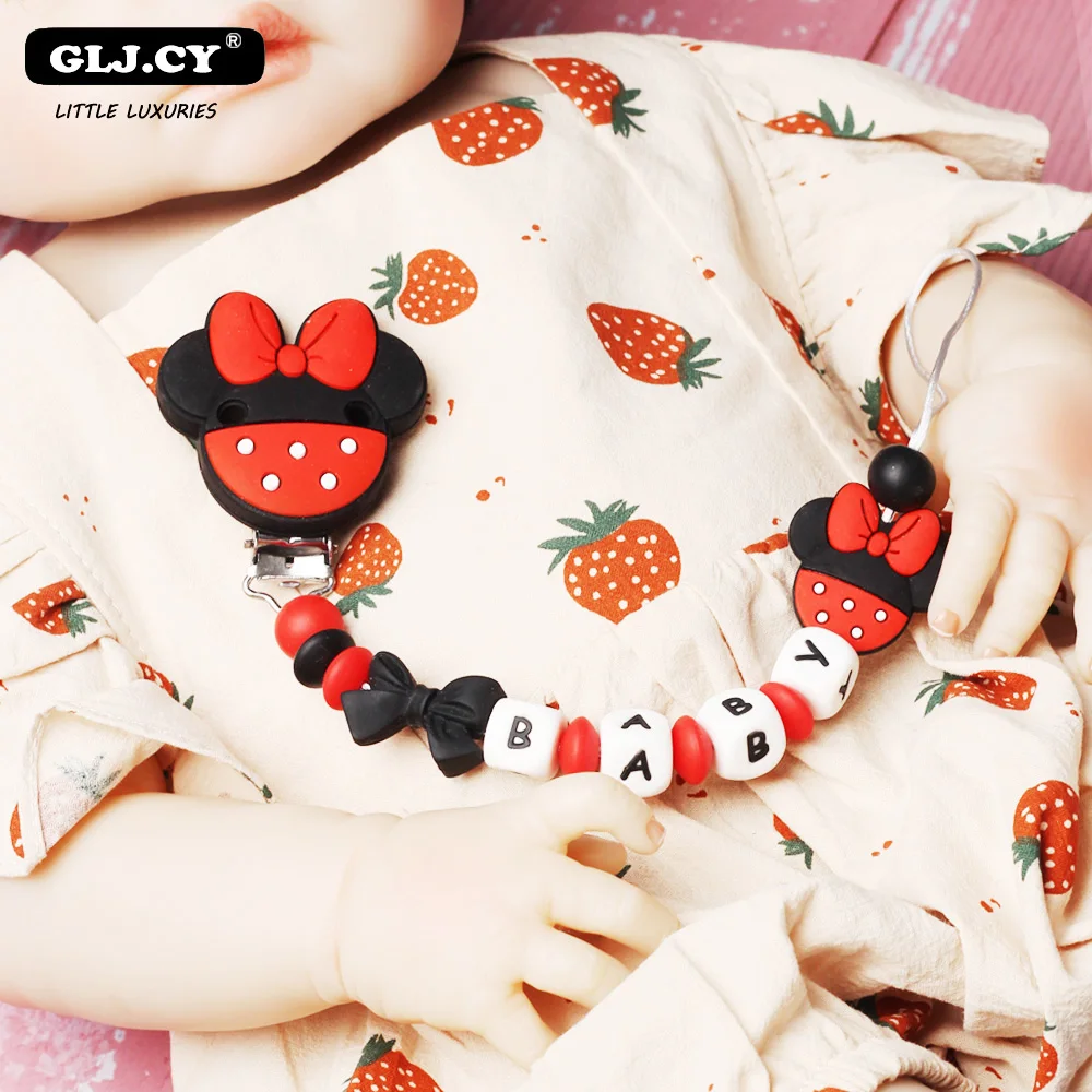 Зажим для соски персонализированное название ручная работа силиконовая Детская