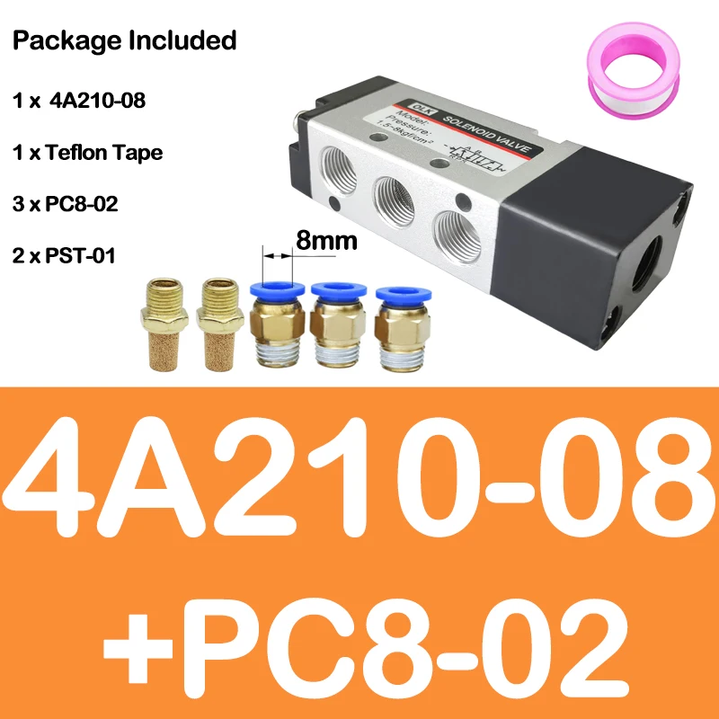 

4A110-06 4A210-08 4A310-10 4A410-15 двухпозиционный пятиходовой реверсивный клапан управления воздухом 1/8 "1/4" 3/8" 1/2"