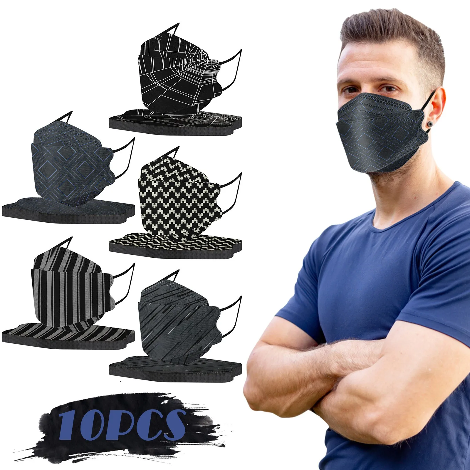 10 шт. одноразовые маски для взрослых с геометрическим принтом |