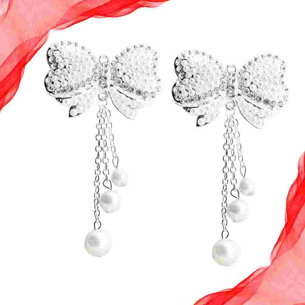 

2pcs Case Ornaments Rhinestone Decals Pearl Stickers Cover Bowknot for Ladies