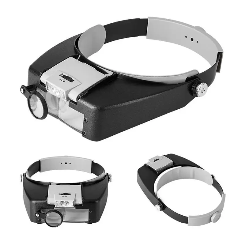 

Head Mounted Magnifier With LED Light 10X 8.5X 3X 1.5X Jewelers Magnifying Glass Loupe Headset Headband For Hobbies Hands Free