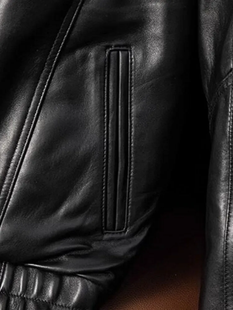 Осенняя женская куртка из натуральной овечьей кожи мотоциклетная ветровка