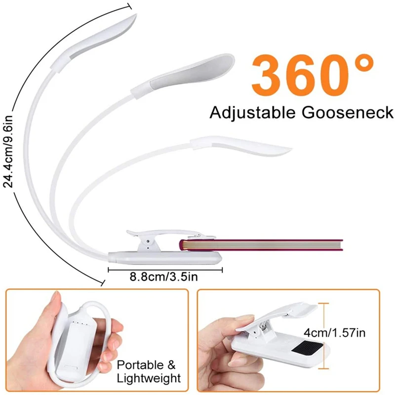 

USB-лампа для чтения с зажимом, 3 цвета