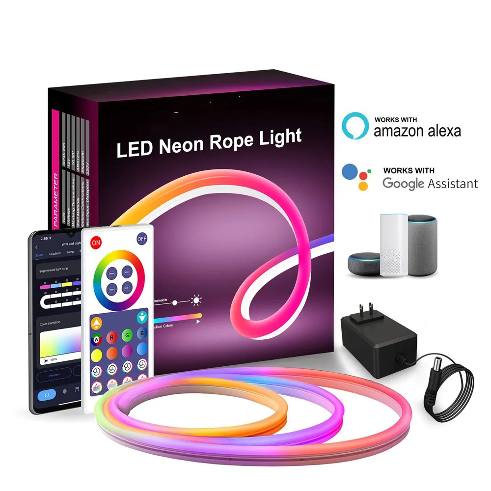 Светодиодная лента, Bluetooth, Wi-Fi, RGB, неоновая светодиодная подсветка для ночной светильника, «сделай сам», для бара, музыки, подсветки телевизора, игры, спальни, украшение, атмосферные настенные лампы (art.: 3920bec5e4cf2) - 3920bec5e4cf2