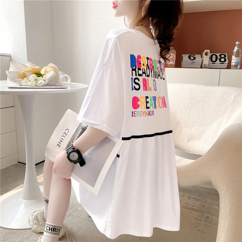 

Женская футболка с коротким рукавом, повседневная простая однотонная свободная тонкая футболка в Корейском стиле с круглым вырезом, лето ...