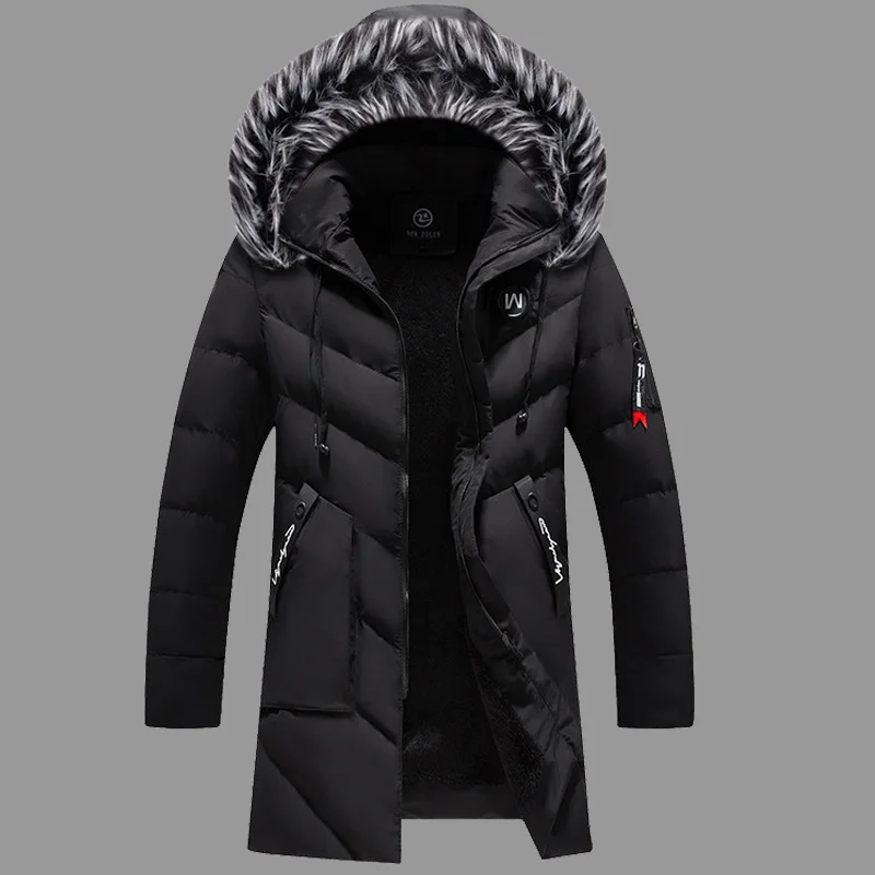 

Men's Thick Fleece Winter Jacket Fashion Fur ded Warm Cooton Parka Male Solid Cotton Outwear Coats Windbreaker Plus Size 6XL