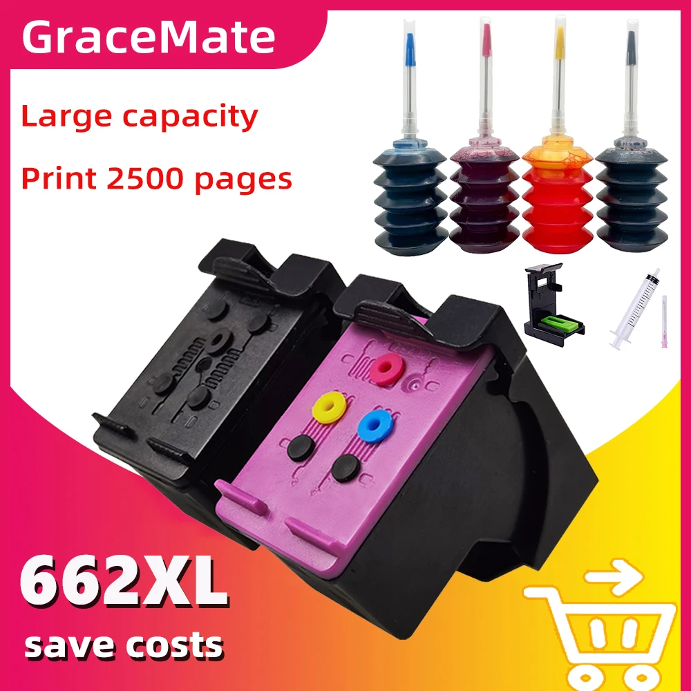 

GraceMate 662XL Ink Cartridge Compatible for HP 662 xl hp662 Deskjet 1015 1515 2515 2545 2645 3515 3545 4515 4645 Inkjet 662