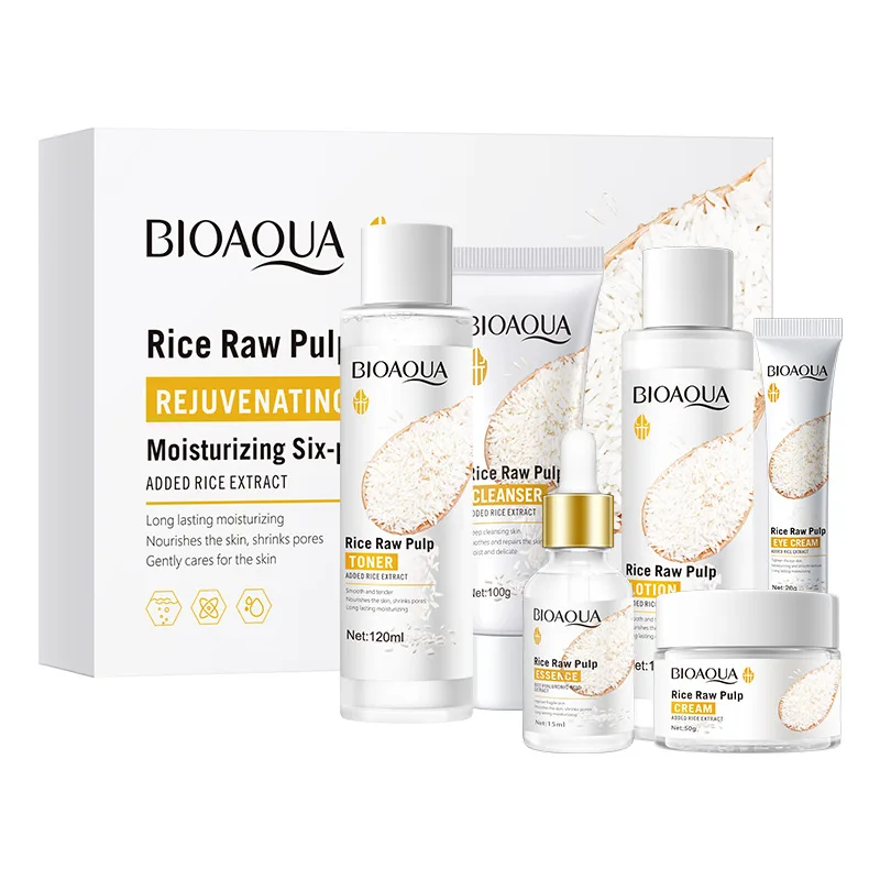 

6pcs/set Rice Protoplasm Grape Skin Care Set Face Serum Cream Hydrating Moisturizing Cleanser Toner Anti Age Face Care