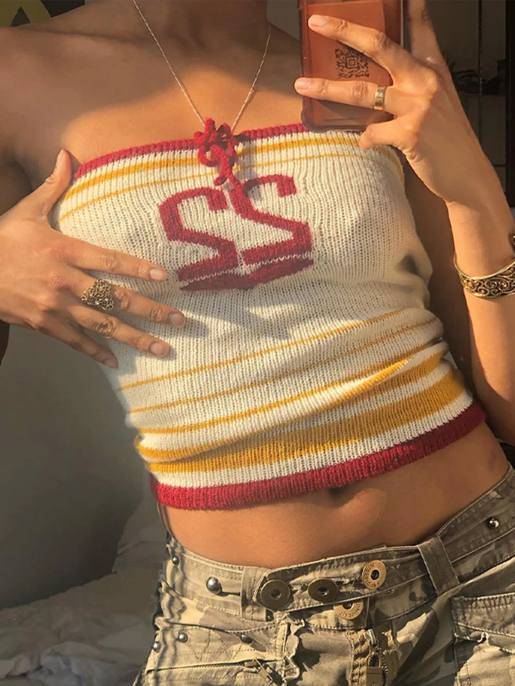 

2022 Stripe Knitted Off Shoulder Strapless Tank Top Women Y2k Lace-up Sleeveless Backless Corset Sexy Slim Crop Tops Summer