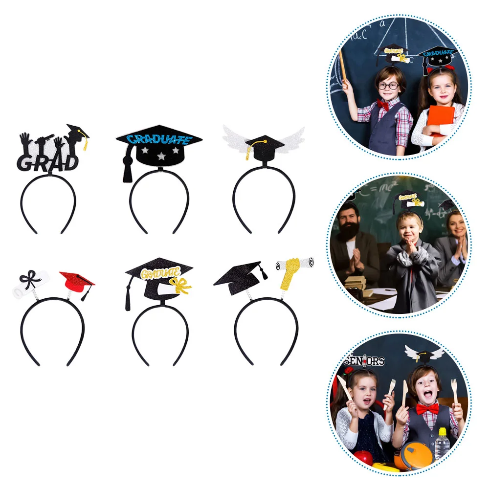 

Graduation Grad Cap Headband Head Party Hair Headbands Dress Hat Band Hairband Decorations Tiara Bopper Accessories Supplies