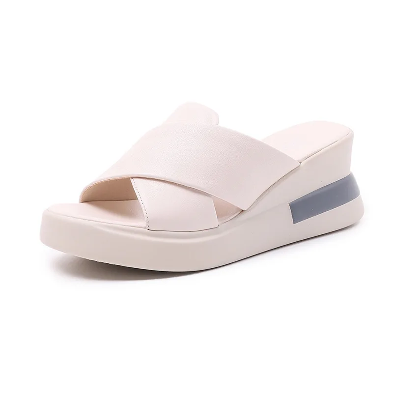 New Women Slippers Summer 2022 Fashion Modern Slides Wedges 7cm Platform Shoes Woman Slippers Causal Shoes Ladies Slides Female