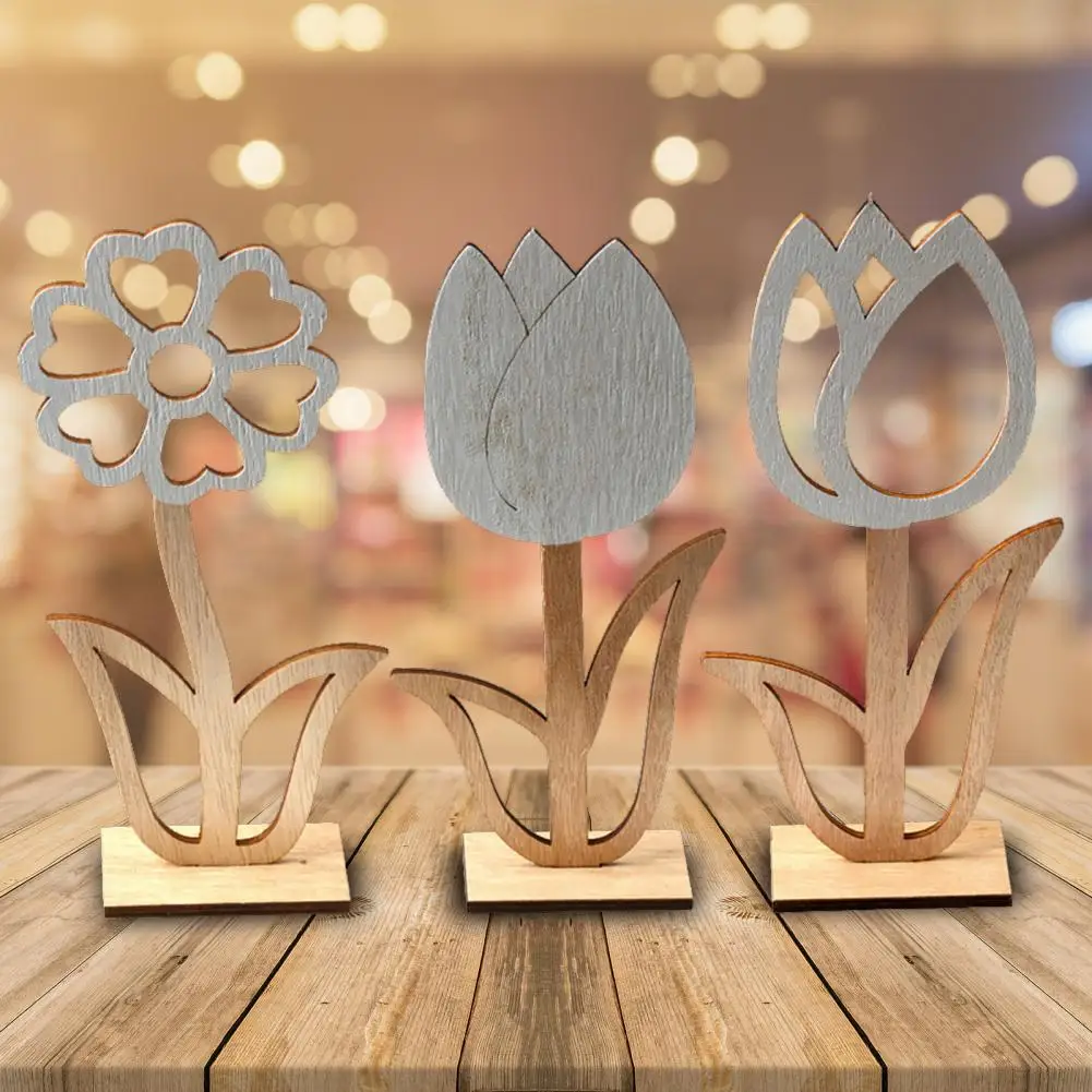 

Desktop Ornament Durable Strong Toughness Waterproof Easter Wood Craft Embellishments for Festival