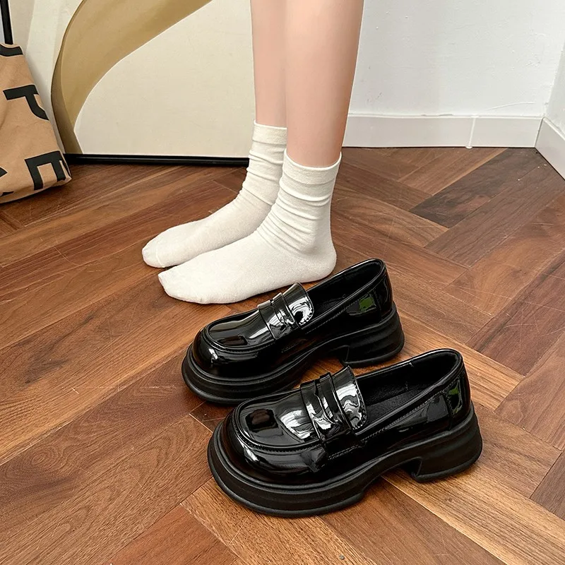 

Women's Shoes Platform British Style Oxfords Modis Female Footwear Clogs Preppy Leather 2023 New Dress Rome Rubber PU Med Basic